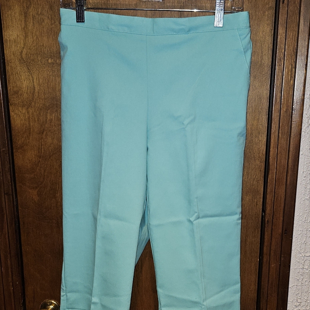 Womens Womans Ladies Casual Petite SZ 8 Pants By Alfred Dunner Blue/Green Aqua